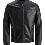 VeloCraft Men’s Biker Café Racer Black Leather Jacket