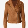 Amber Shield Women's Suede Leather Moto Jacket