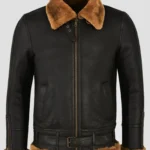 American Biker Legend Luxe Brown Sheepskin Bomber Jacket