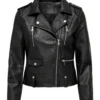 ApexNova Women’s Black Leather Biker Jacket (5)