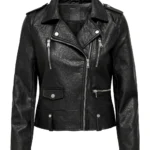 ApexNova Women’s Black Leather Biker Jacket