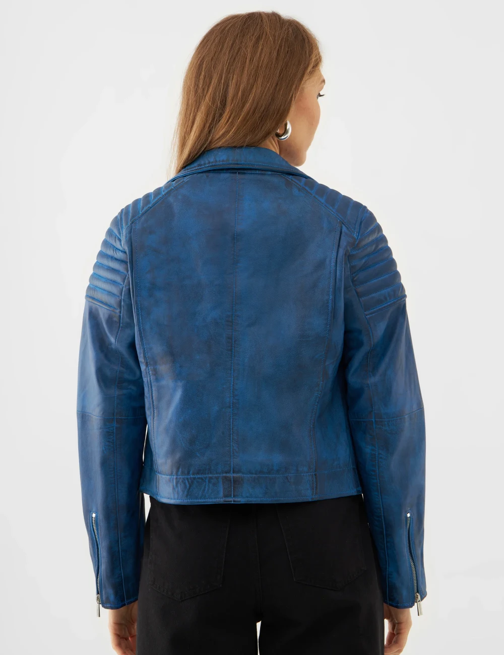 Azure Storm Classic Biker Leather Jacket for Women Bold and Timeless Style 4