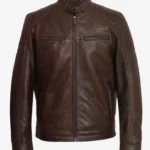Timberwood Vintage Brown Leather Biker Jacket - Distressed Premium Design