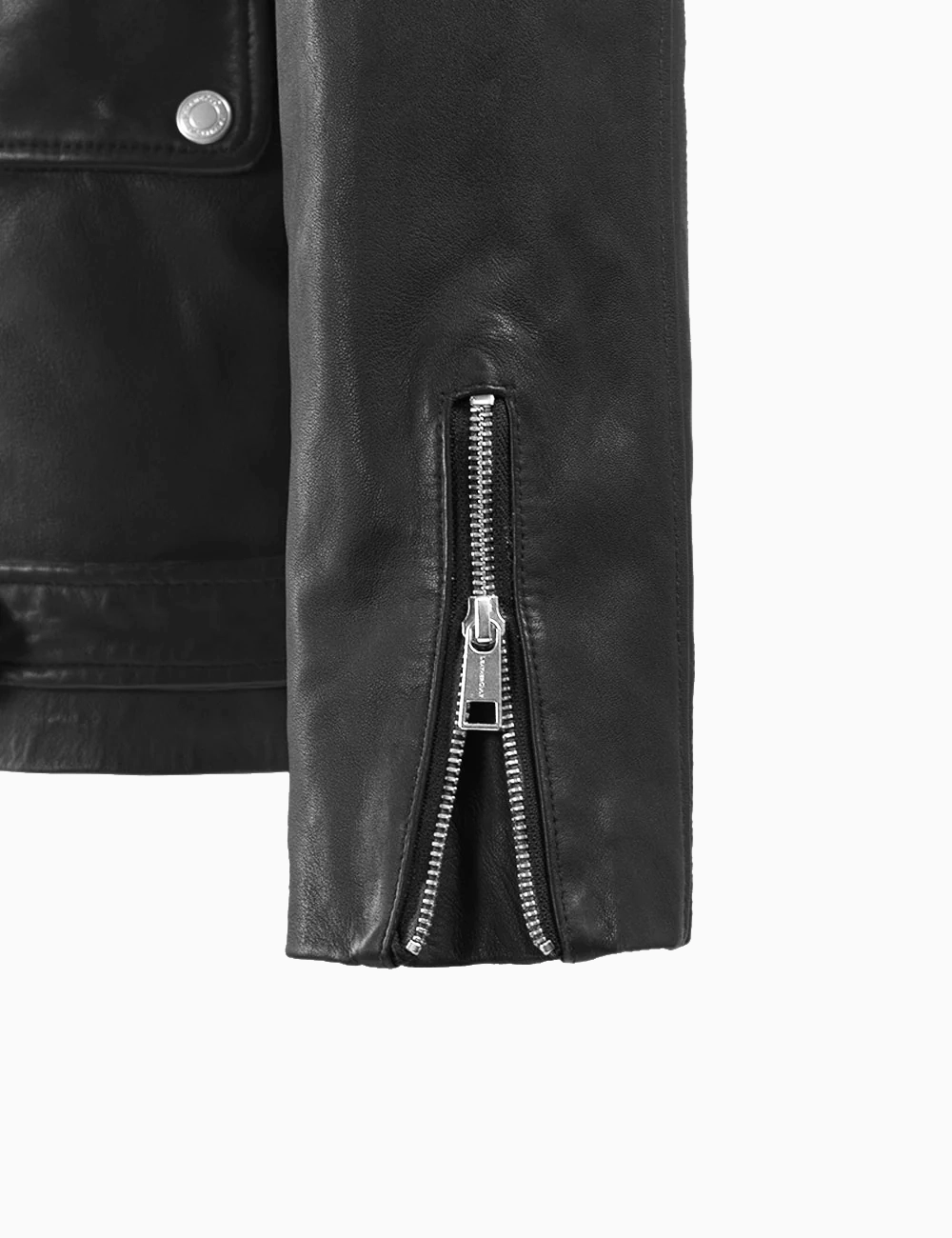 Black Rover Moto Leather Jacket Sleek Lapel Collar 2