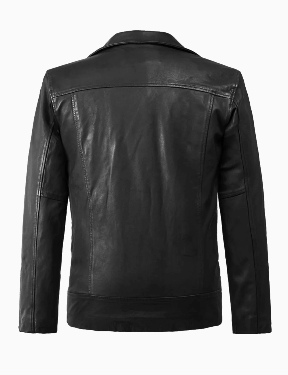 Black Rover Moto Leather Jacket Sleek Lapel Collar 4