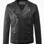 Black Rover Moto Leather Jacket – Sleek Lapel Collar