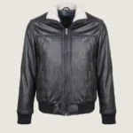 Black Storm Rider Bomber Jacket with Fur Collar