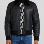 Blackout Biker Soft Shearling Leather Bomber