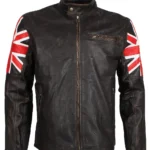 BritRider Distressed UK Flag Leather Biker Jacket