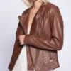 Brown Rebel Biker Leather Jacket for Women Classic Motorcycle Style 2