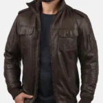 Classic Biker Brown Bomber Leather Jacket