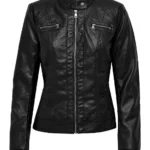 ClassicEdge Women’s Café Racer Leather Jacket