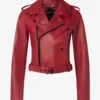 Crimson Edge Women's Red Leather Motorcycle Jacket (2)