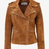 Desert Mirage Women's Tan Suede Biker Jacket (2)
