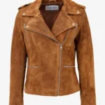 Desert Mirage Women's Tan Suede Biker Jacket