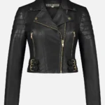 Ebon Empress Crop Biker Jacket – Gold Luxe Edition