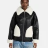 Ebony Luxe Women's Sheepskin Shearling Leather Jacket (1)