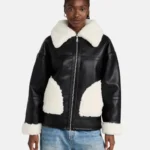 Ebony Luxe Women's Sheepskin Shearling Leather Jacket