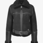 Eclipse Voyage Women's Sheepskin Aviator Jacket - Brown & White Edition