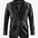 Elite Quilted Black Leather Blazer for Modern Men