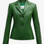 Emerald Luxe Tailored Italian Leather Blazer – Women's Classic Fit