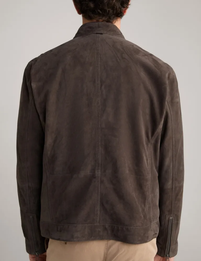 Explorer Dark Brown Suede Leather Jacket for Men Vintage Biker Style 5