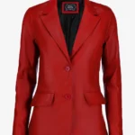 Fiery Vixen Women's Red Leather Blazer
