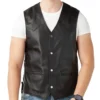 Gearhead Men’s Classic Black Sheepskin Leather Biker Vest (2)