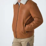 Men's Golden Biker Sheepskin Bomber Jacket