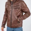 Golden Storm Men's Hooded Leather Jacket Urban Biker Style 1