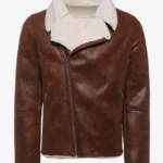 Grizzly Winter Bomber – Sherpa-Lined Sheepskin Rich Brown Leather Jacket