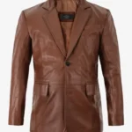 Heritage Oak Tan Leather Blazer – Classic Men's Style