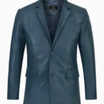 Imperial Navigator: Regal Sapphire Navy Genuine Leather Blazer