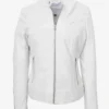Ivory Spirit Women’s Leather Biker Jacket Zip Up Edition 4