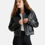 Jet Noir Women's Faux Shearling Bomber Jacket