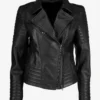 Lunar Disruptor Women's Black Leather Biker Jacket (1)