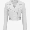 Lustro Luxe Women's White Cropped Leather Moto Jacket (1)