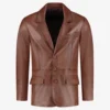 Men’s Classic Cognac Brown Leather Blazer Jacket (1)