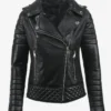 Midnight Viper Women's Black Leather Moto Jacket (4)