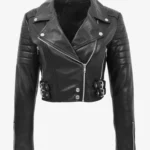 Midnight Vixen Women's Cropped Leather Biker Jacket