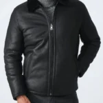 Midnight Rebel Black Shearling Bomber Jacket