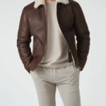 Rustic Roadster Brown Sheepskin Leather Biker Jacket