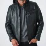 Nightfall Black Hooded Moto Leather Jacket – Genuine Lambskin Biker Gear