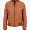 Nightfall Majesty Women's Quilted Leather Bomber Jacket (4)