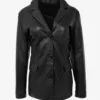 Noir Envy Women’s Classic Black Leather Blazer Signature Elegance 3