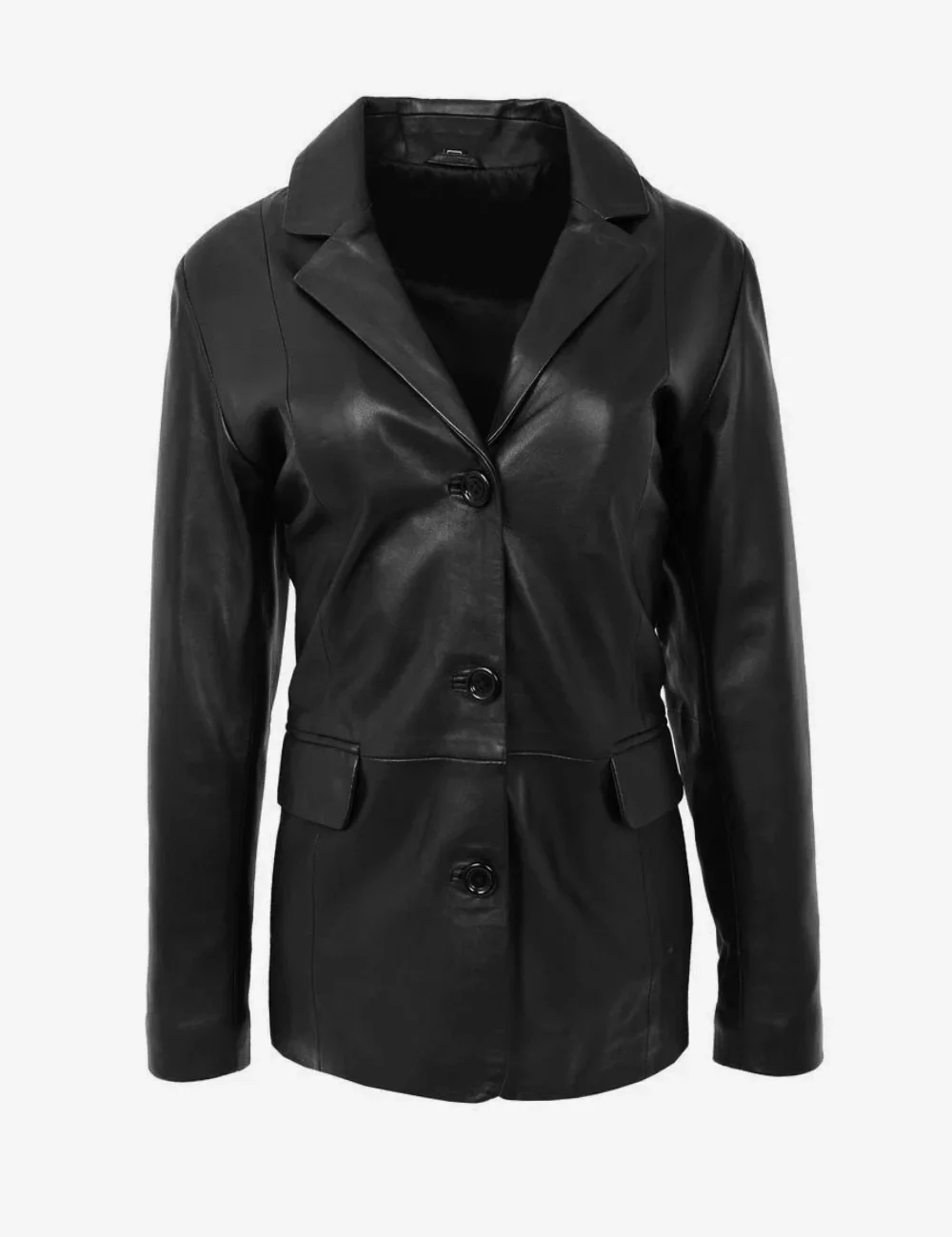 Noir Envy Women’s Classic Black Leather Blazer Signature Elegance 3