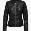 Noir Essence Women's Black Lambskin Leather Jacket (1)