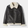 Noir Horizon Women's Sheepskin Shearling Leather Jacket - Luxe Black Edition (4)
