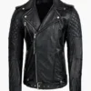 Noir Vanguard Quilted Leather Jacket Premium Moto Biker Edition 4