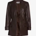 Obsidian Flow Women's Open-Front Leather Jacket – Modern Chic Layer